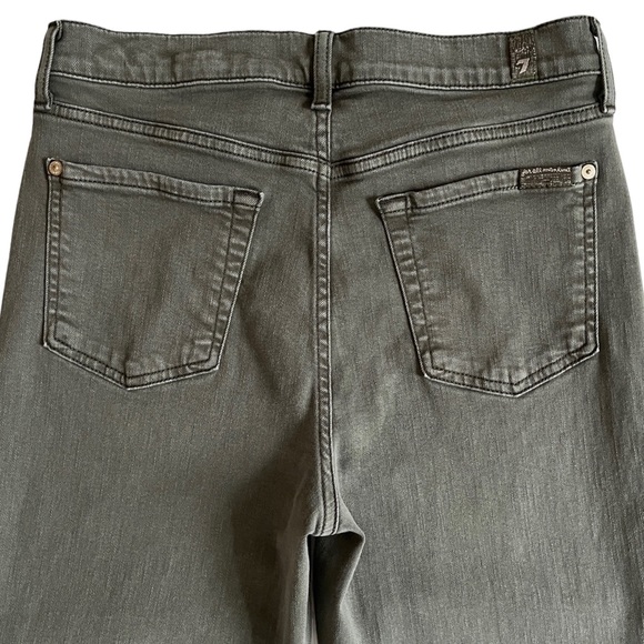 7 For All Mankind High Waisted Cropped Wide Leg Jeans Green - Picture 14 of 15